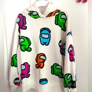 Zara kids AMONST US hoodie, white with graphics, used in good condition.